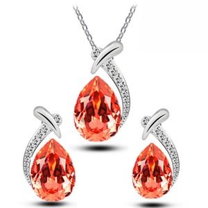 *NURIA* 3-Pc Silver x Orange Fashion Jewelry Set